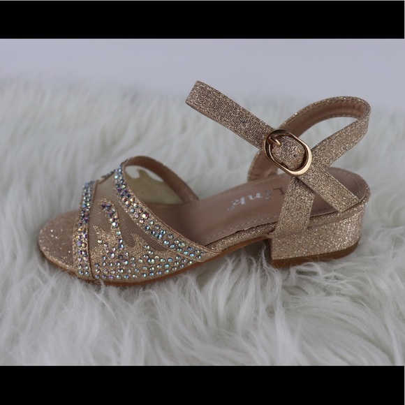 Rose Gold Girls Chunky Heels - Picture 3 of 6